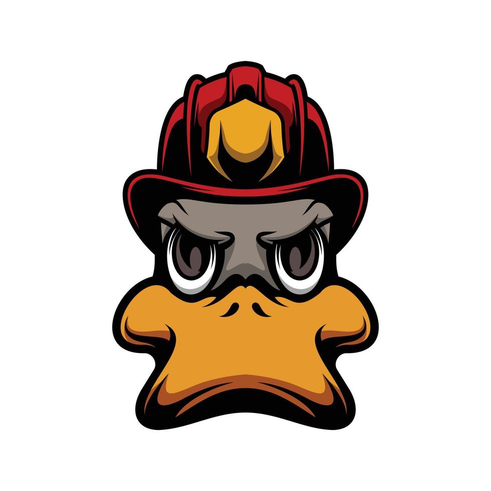 Ente Feuerwehrmann Maskottchen Logo Design vektor