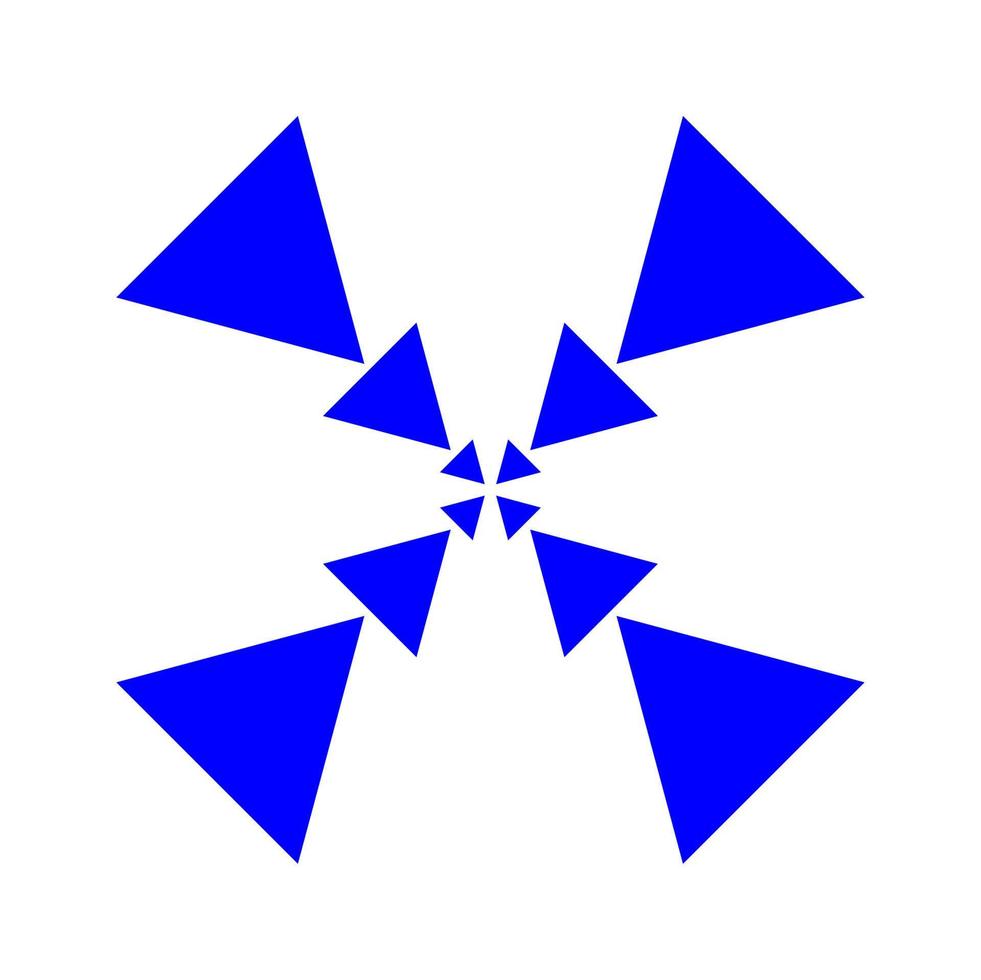 blå trianglar mandala ikon. blå trianglar vektorer ikon.