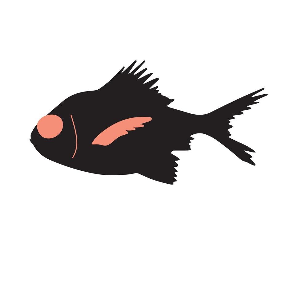 süß schwarz Fisch Vektor Illustration Symbol. tropisch Fisch, Meer Fisch, Aquarium Fisch