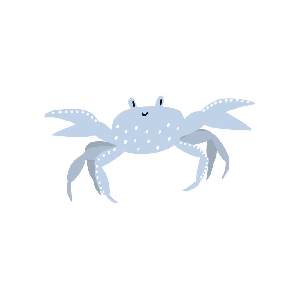 süß Krabbe im skandinavisch Stil auf ein Weiß Hintergrund. Vektor Hand gezeichnet Kinder Illustration. Meer Ozean. unter Wasser Welt