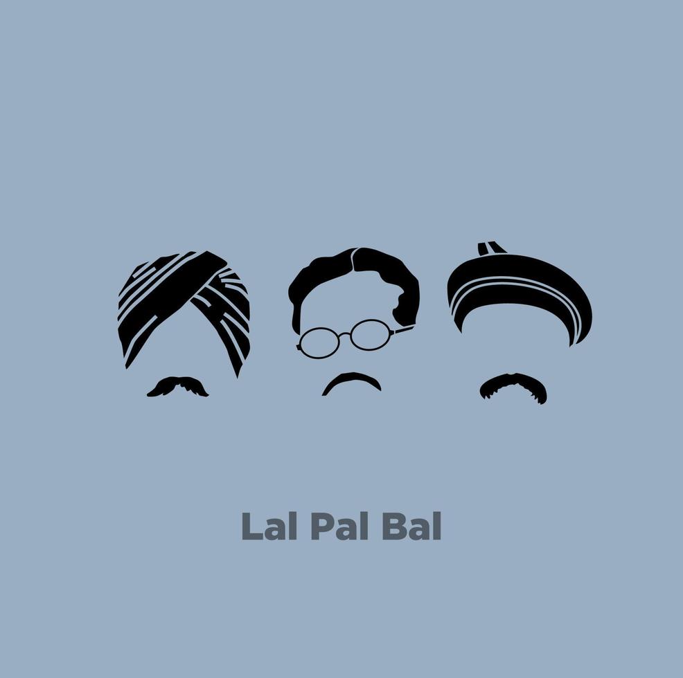 lala lajpat Rai, Bipin Chandra Kumpel, und bal gangadhar tilak Freiheit Kämpfer von Indien Gesicht Vektor Symbole. lal, bal, Kumpel Bewegungen.