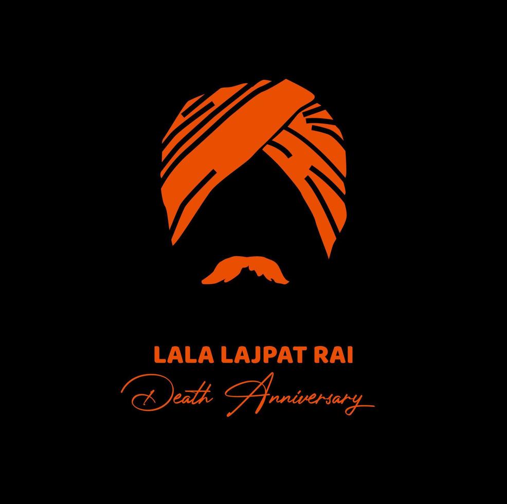 lala lajpat Rais Tod Jahrestag Grüße. lala lajpat Rai Gesicht Symbol. Freiheit Kämpfer von Indien vektor