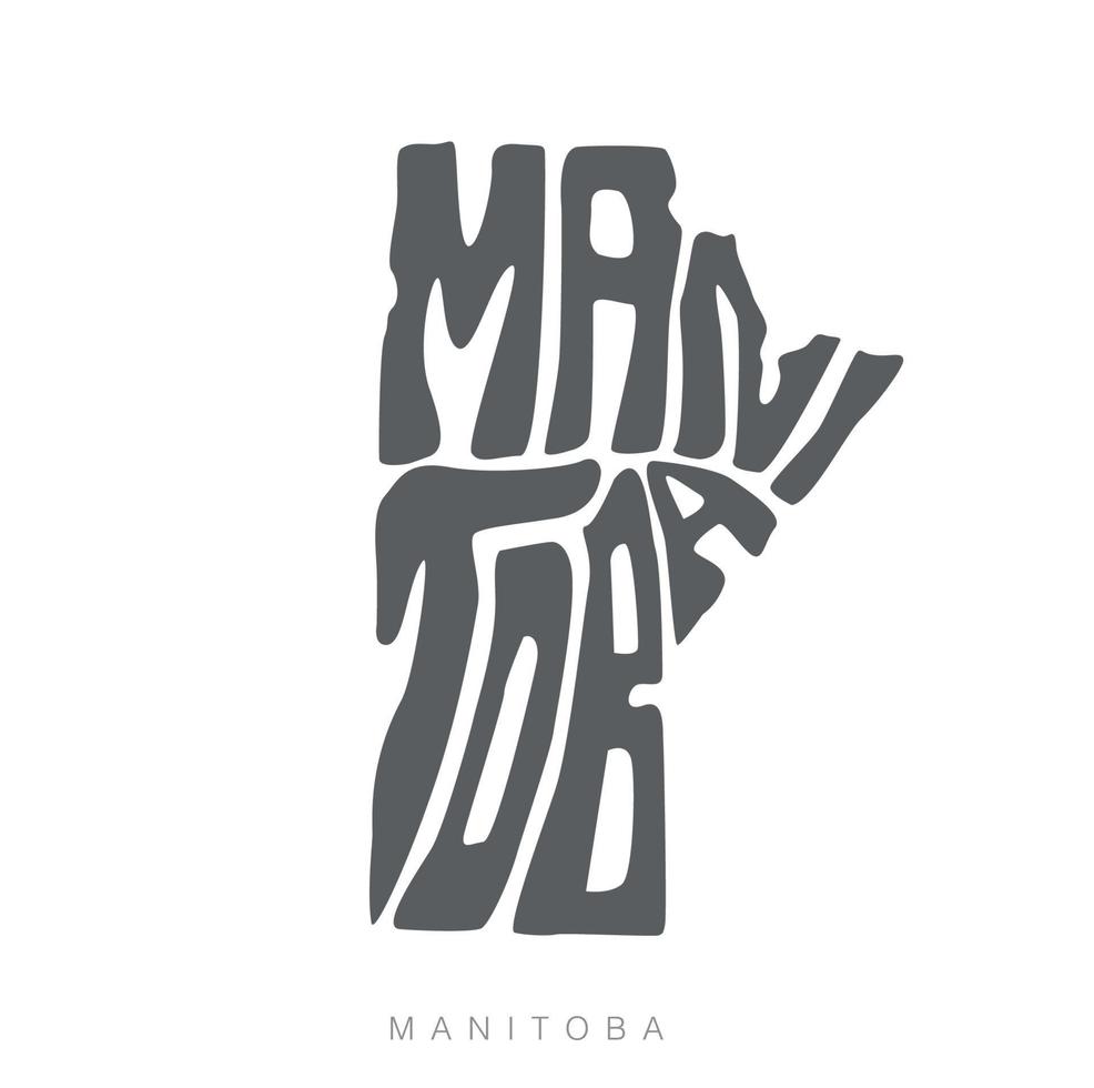 Manitoba Karte Typografie. Kanada Zustand Manitoba Karte Beschriftung. vektor