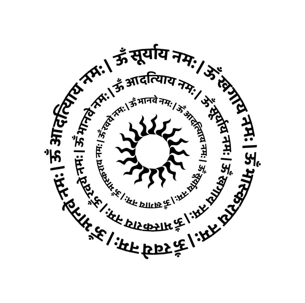 Herr Sonne Mantra im Sanskrit. vektor