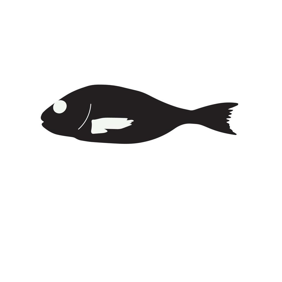 söt svart fisk vektor illustration ikon. tropisk fisk, hav fisk, akvarium fisk