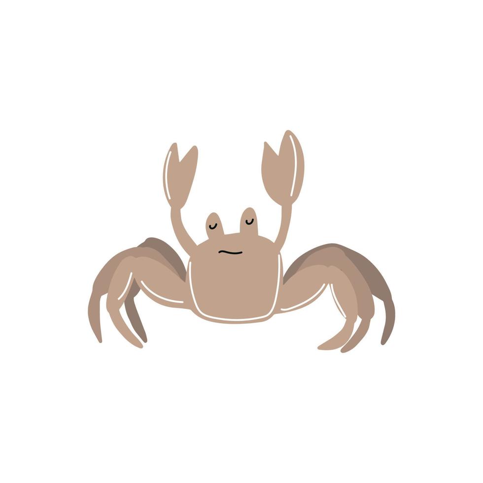 süß Krabbe im skandinavisch Stil auf ein Weiß Hintergrund. Vektor Hand gezeichnet Kinder Illustration. Meer Ozean. unter Wasser Welt