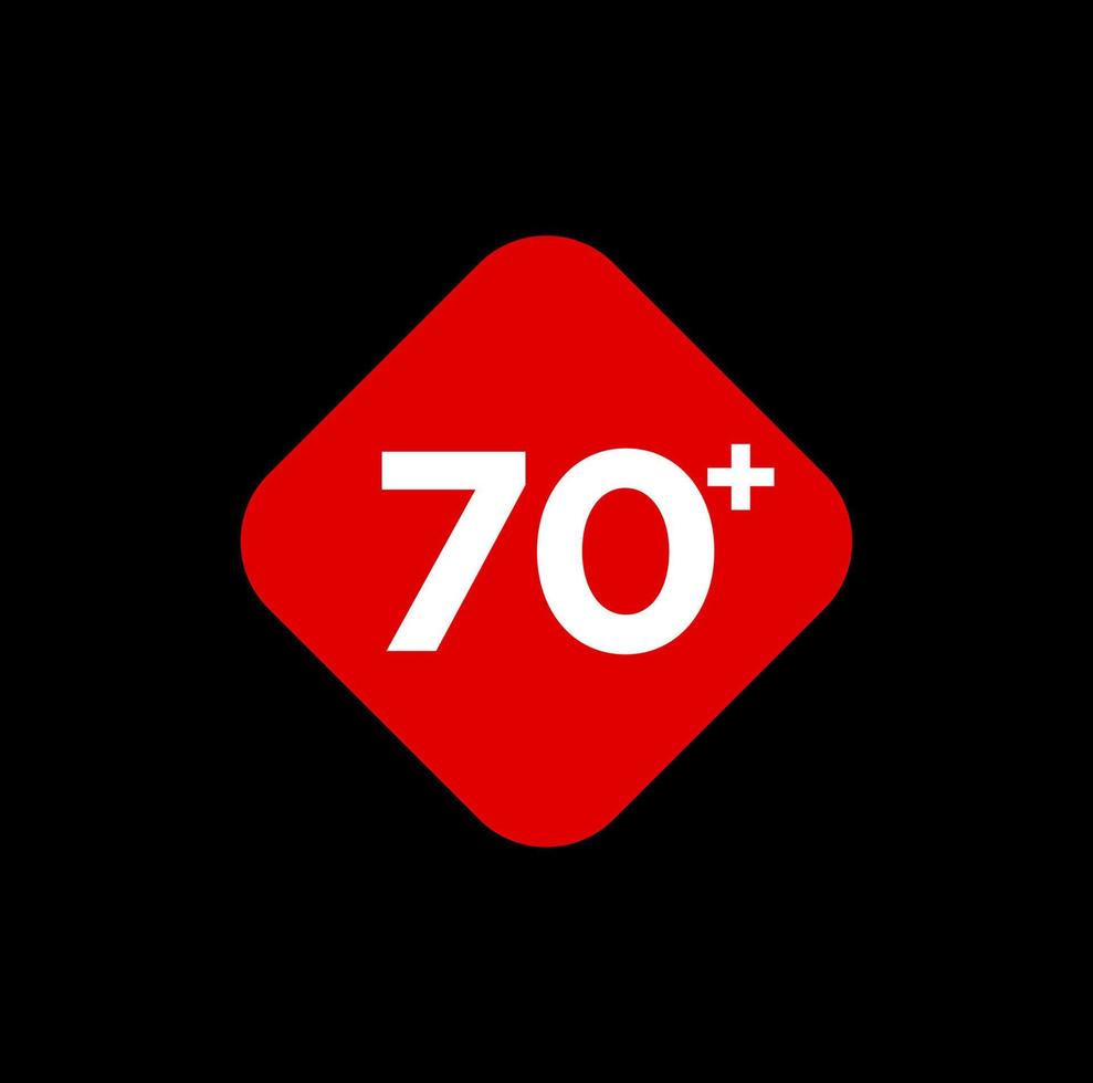 70 plus vektor ikon. 70 plus grafisk symbol.