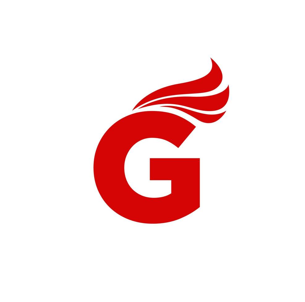röd g brev längs med röd vinge ikon. g varumärke symbol. vektor