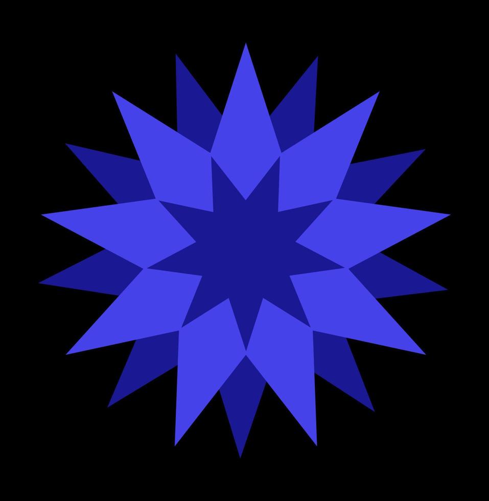 Blau Star Vektor Symbol. 3 Blau Star überlappt.