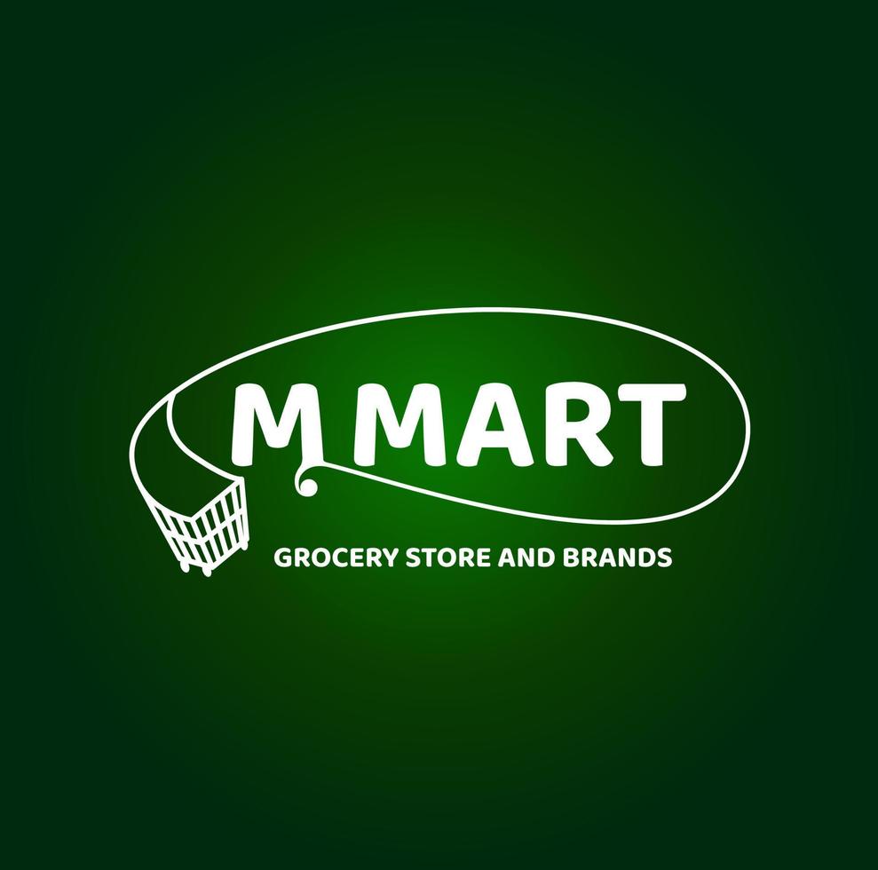 m Mart Lebensmittelgeschäft Geschäft und Marken. m Mart Logo. vektor