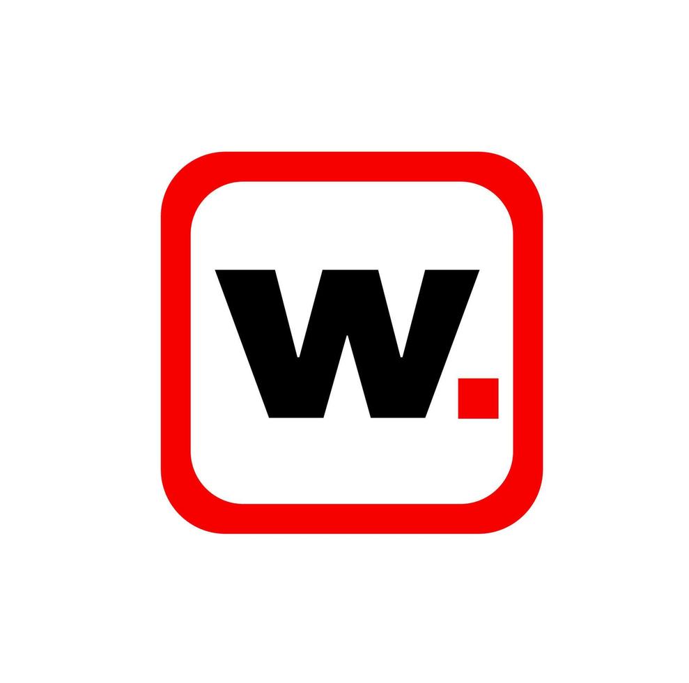 w Unternehmen Name Initiale Brief Symbol. w mit rot Punkt Symbol. vektor