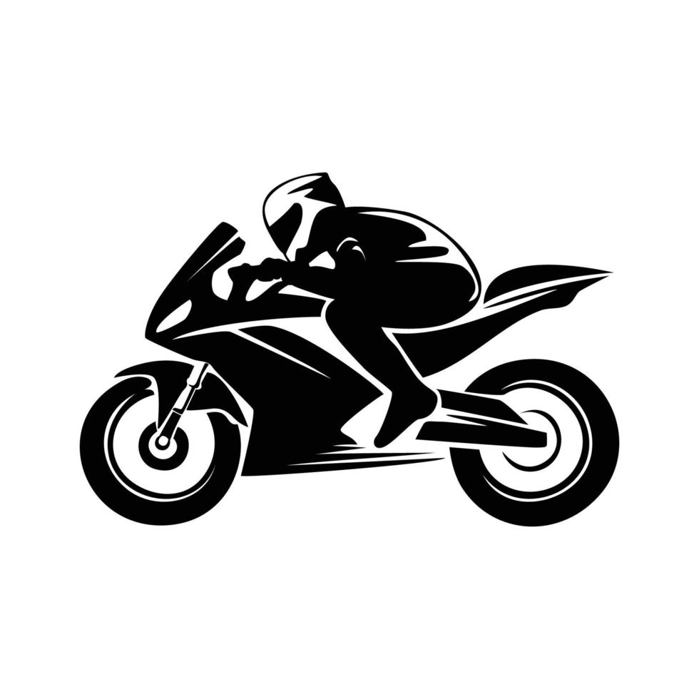 motorcykel silhuett design. snabb cyklist tecken och symbol. sport motorcykel illustration. vektor