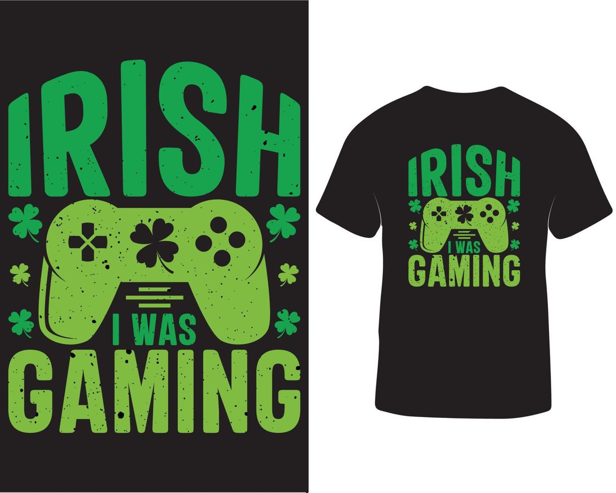 irländsk jag var gaming st patricks dag t-shirt design proffs ladda ner vektor