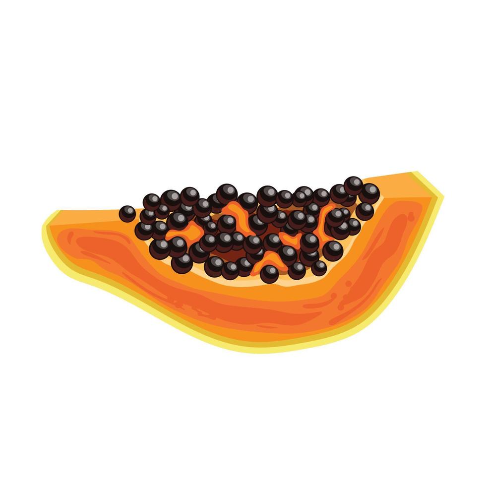 papaya skiva frukt tecknad serie vektor illustration