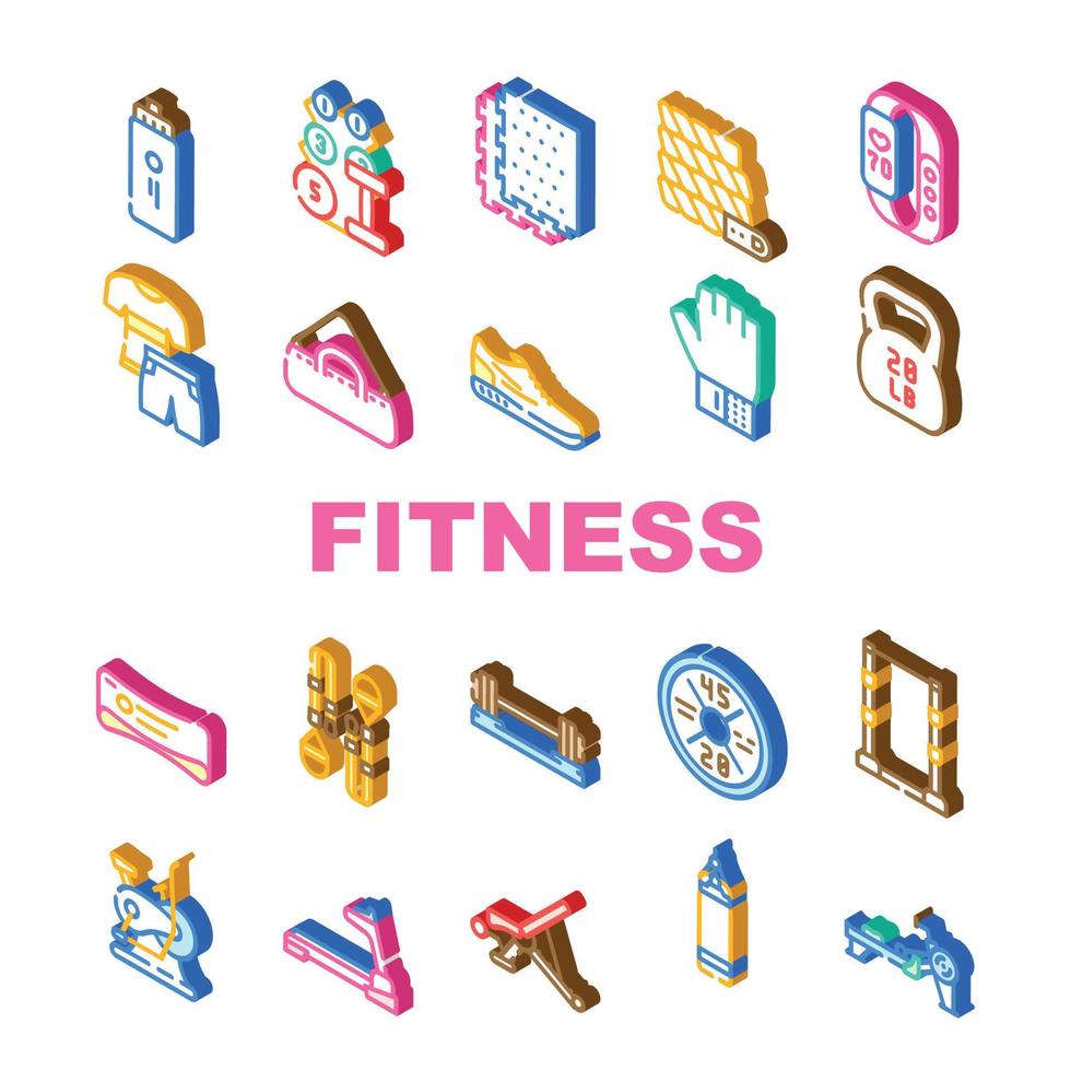 Fitness Fitnessstudio Übung Symbole einstellen Vektor