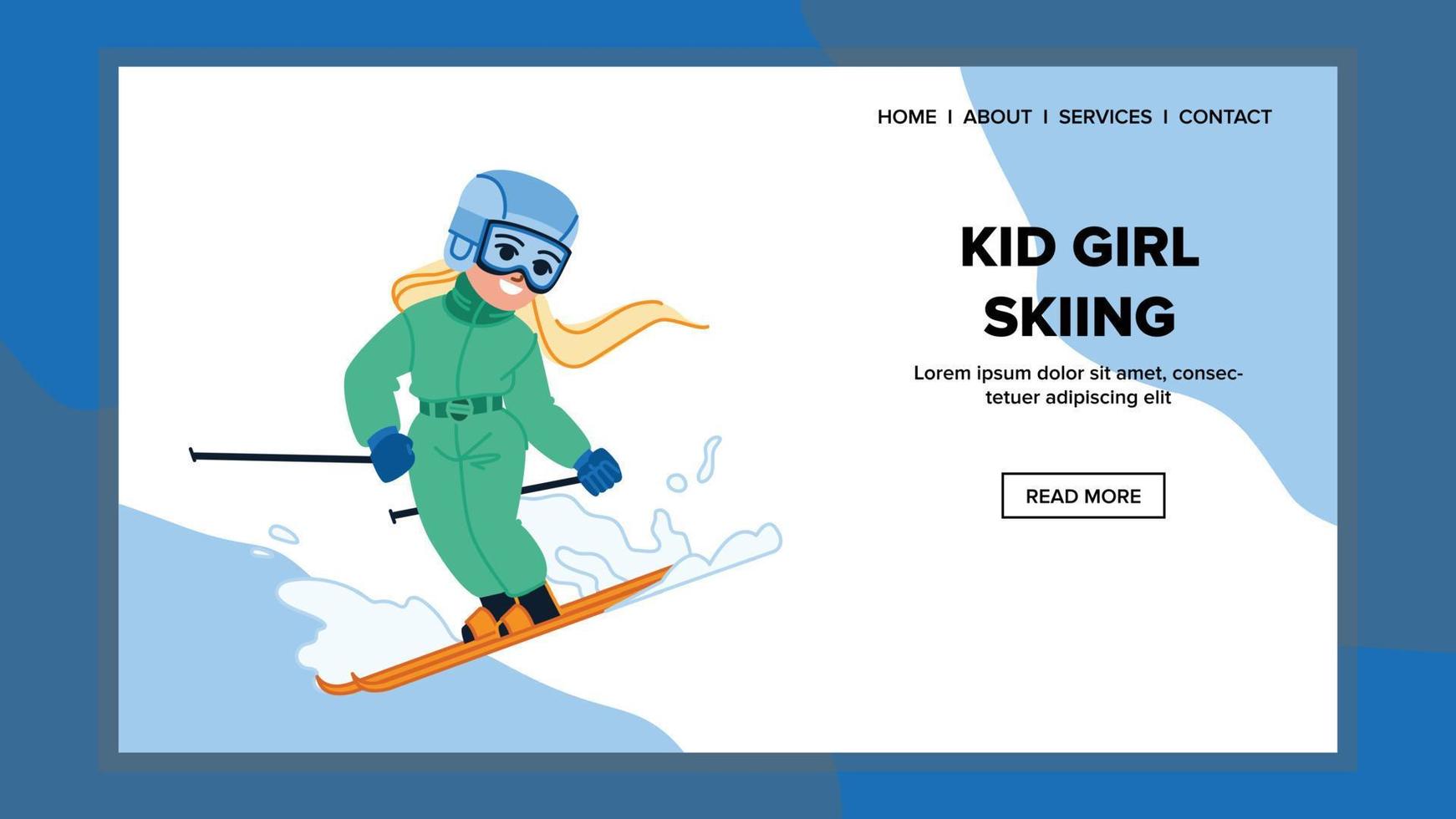 Kind Mädchen Skifahren Vektor