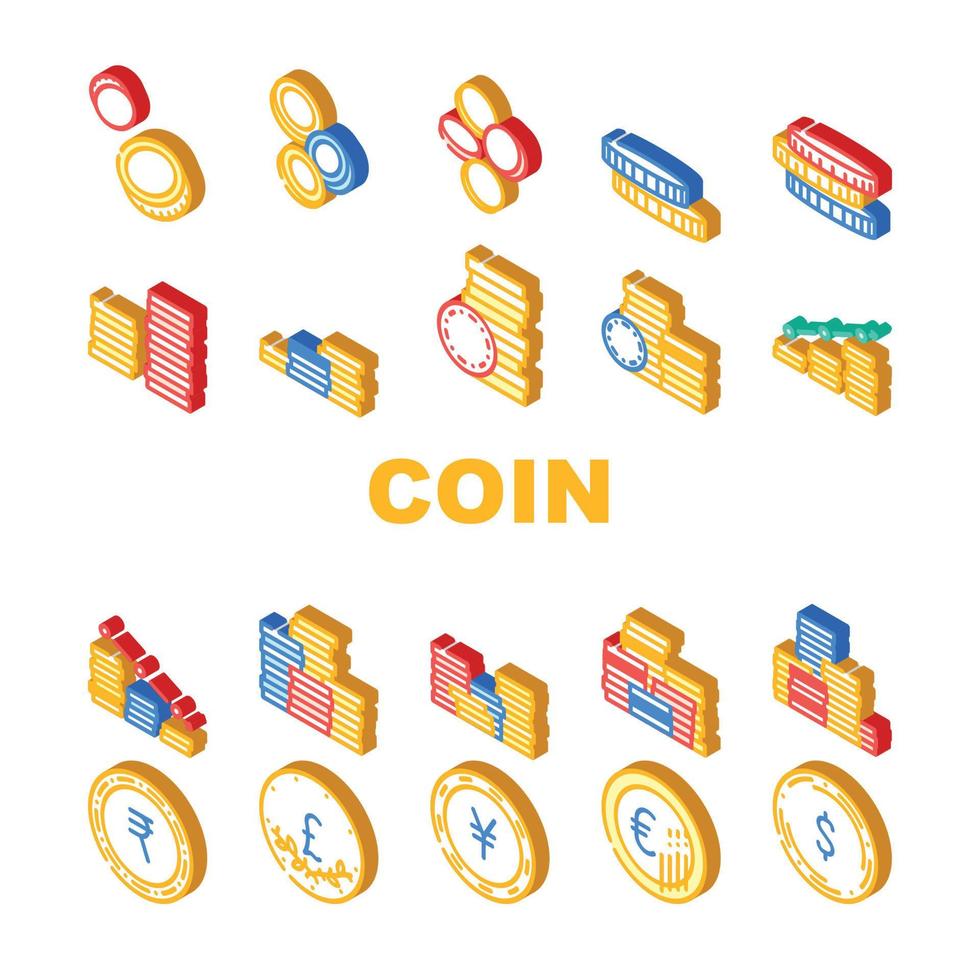 mynt pengar företag ikoner uppsättning vektor