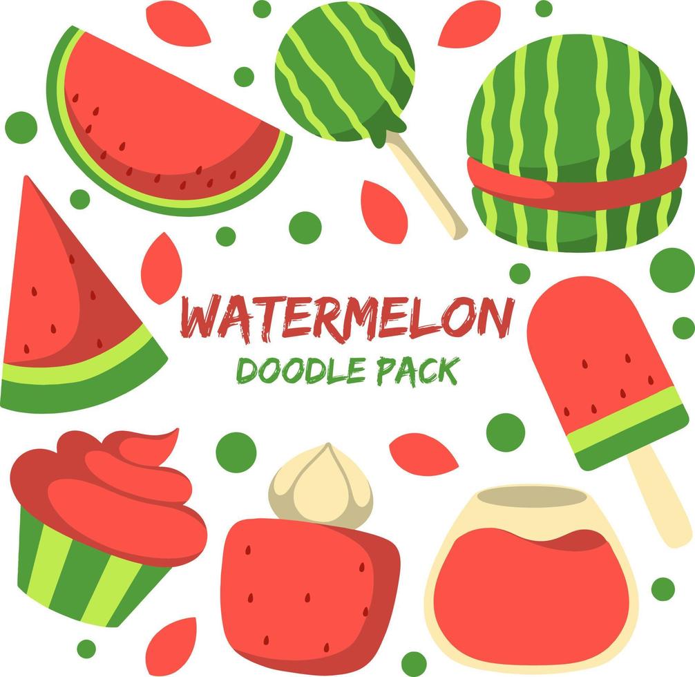vattenmelon klotter packa 2 vektor