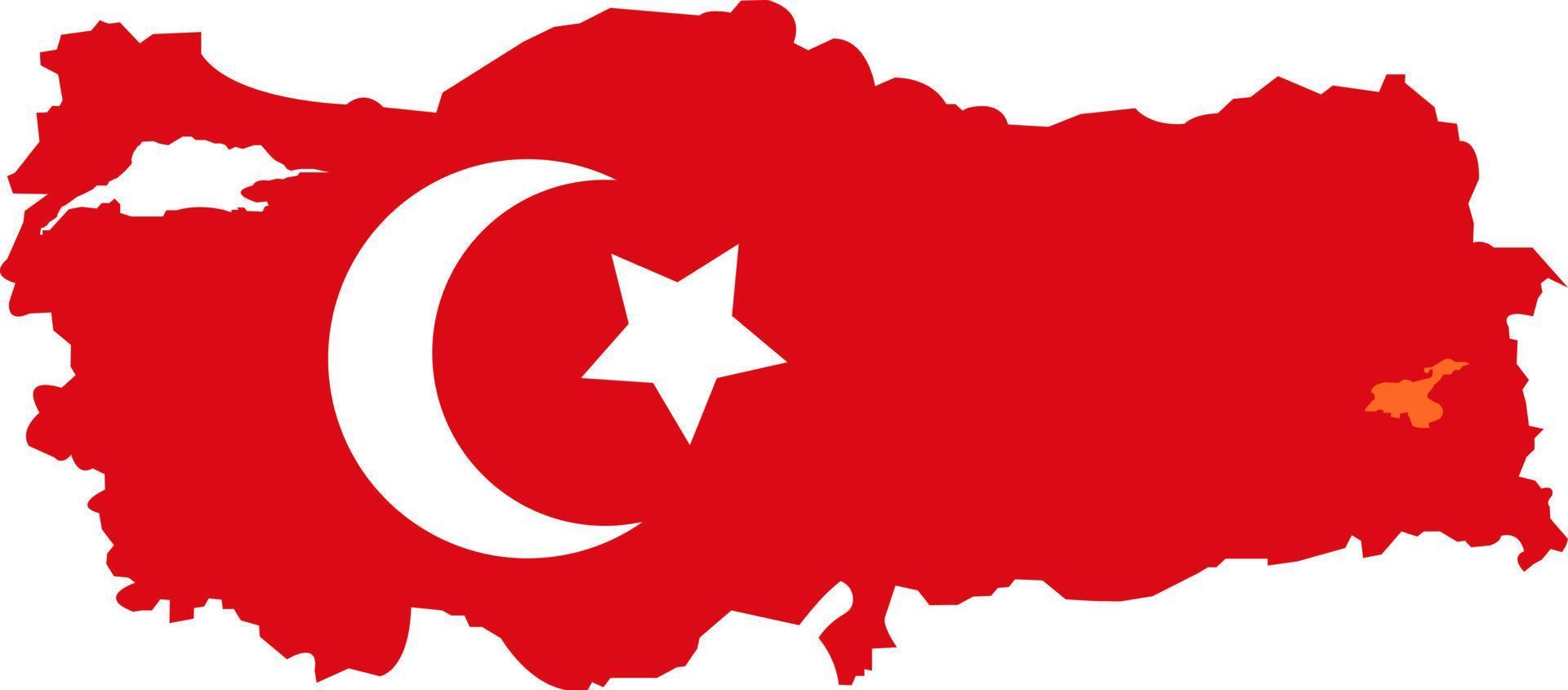 Truthahn Karte mit hoch detailliert. Karte von Truthahn gefüllt mit National Flagge Symbole Türkisch Provinzen. Türkisch Karte mit Mond und Star Linderung Karte Vektor Illustration.