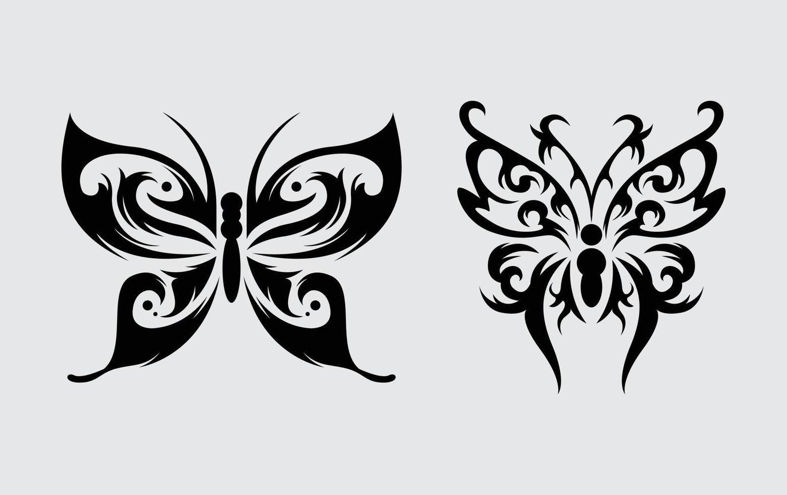 Schmetterling tätowieren Illustration Vektor Silhouette, Stammes- Stil Vorlage Element, isoliert Aufkleber editierbar