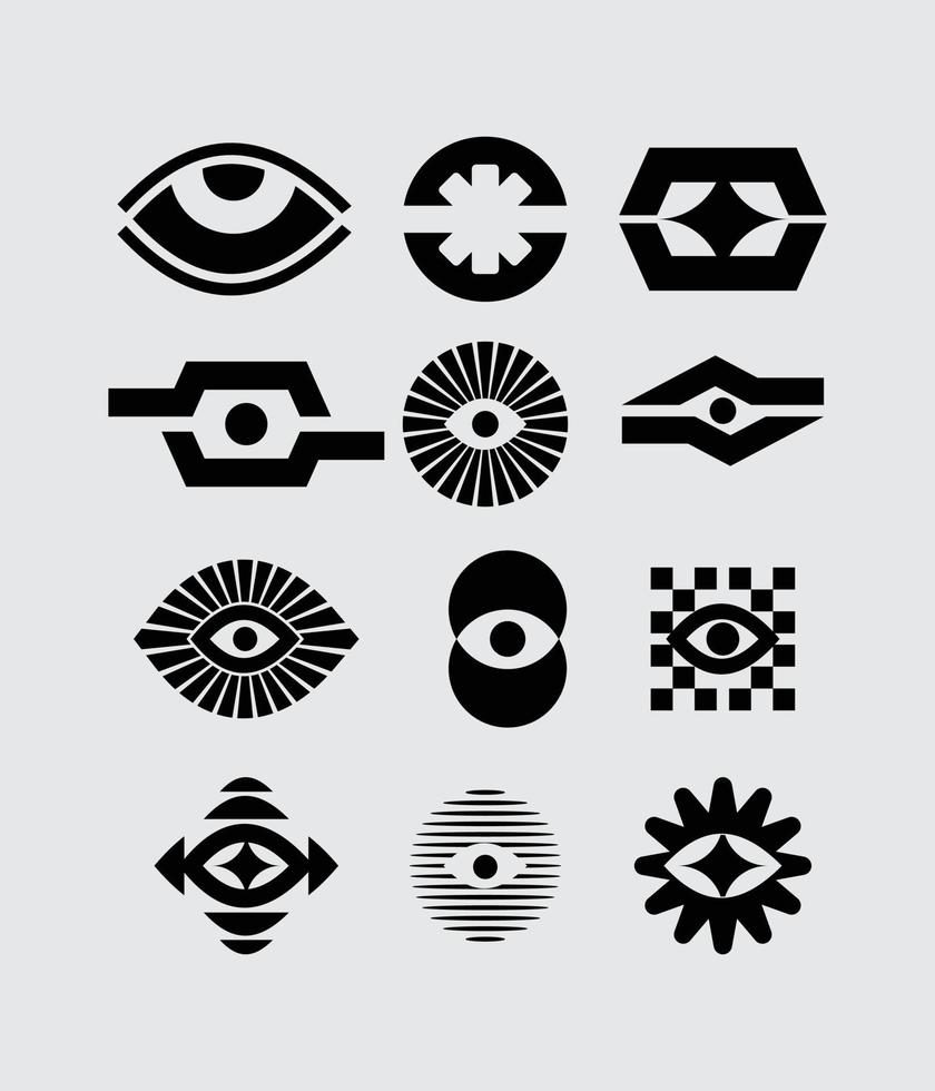 Jahrgang Augen Symbol Symbol Logo Vektor gestalten Element Mystiker Muster einstellen bündeln isoliert editierbar