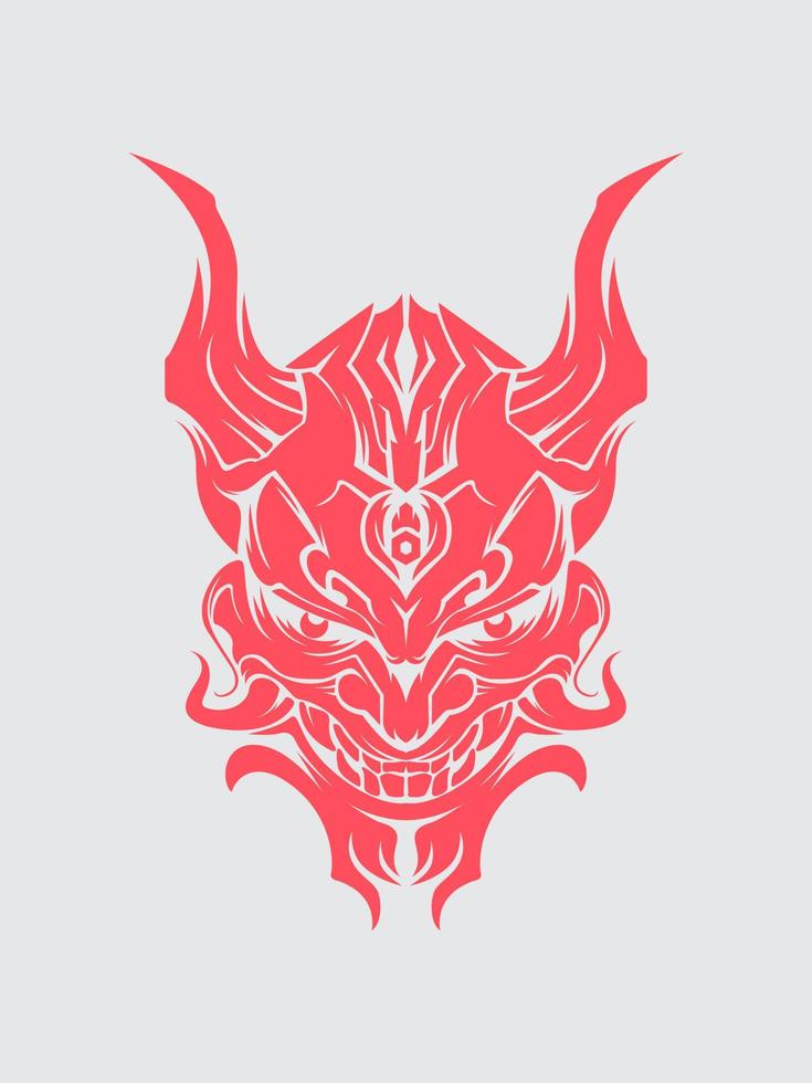 Dämon Samurai oni Maske hannya Maske Japanerin Schädel Stil Kopf tätowieren Illustration Vektor Design t Hemd drucken Vorlage