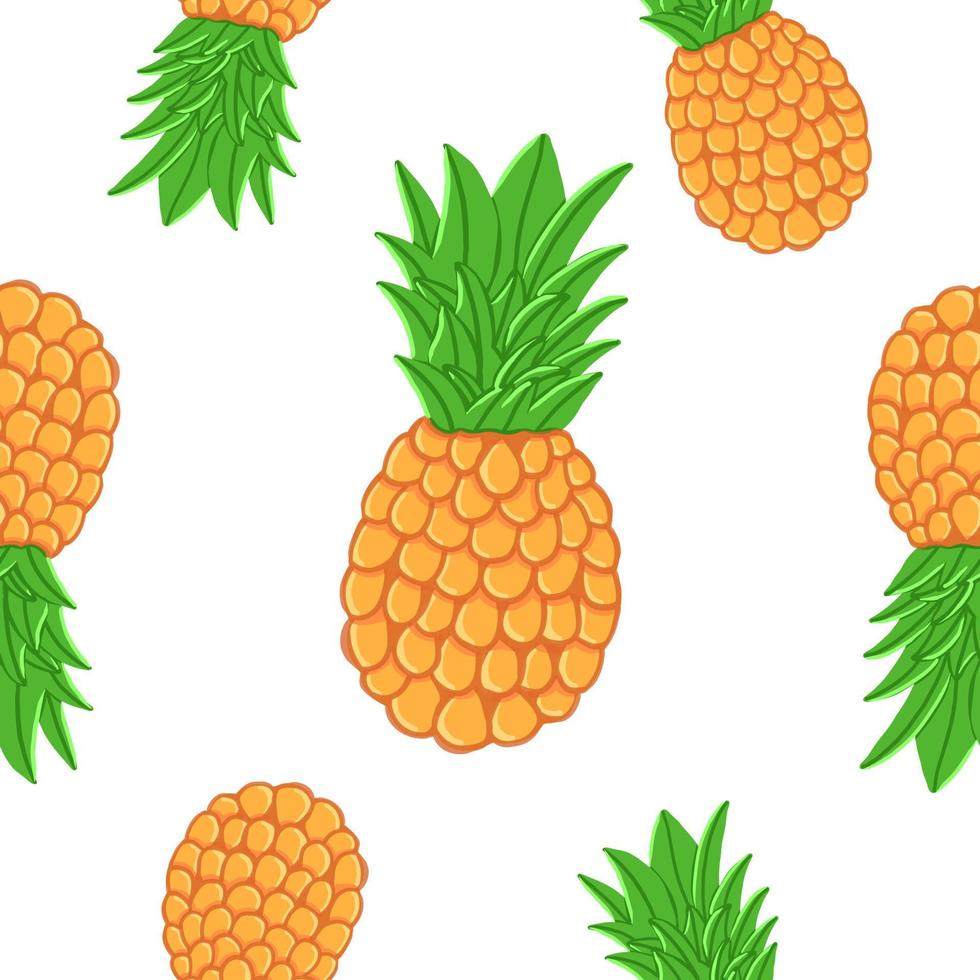 enkel ananas sömlös mönster. vektor illustration i tecknad serie platt stil isolerat på vit bakgrund.