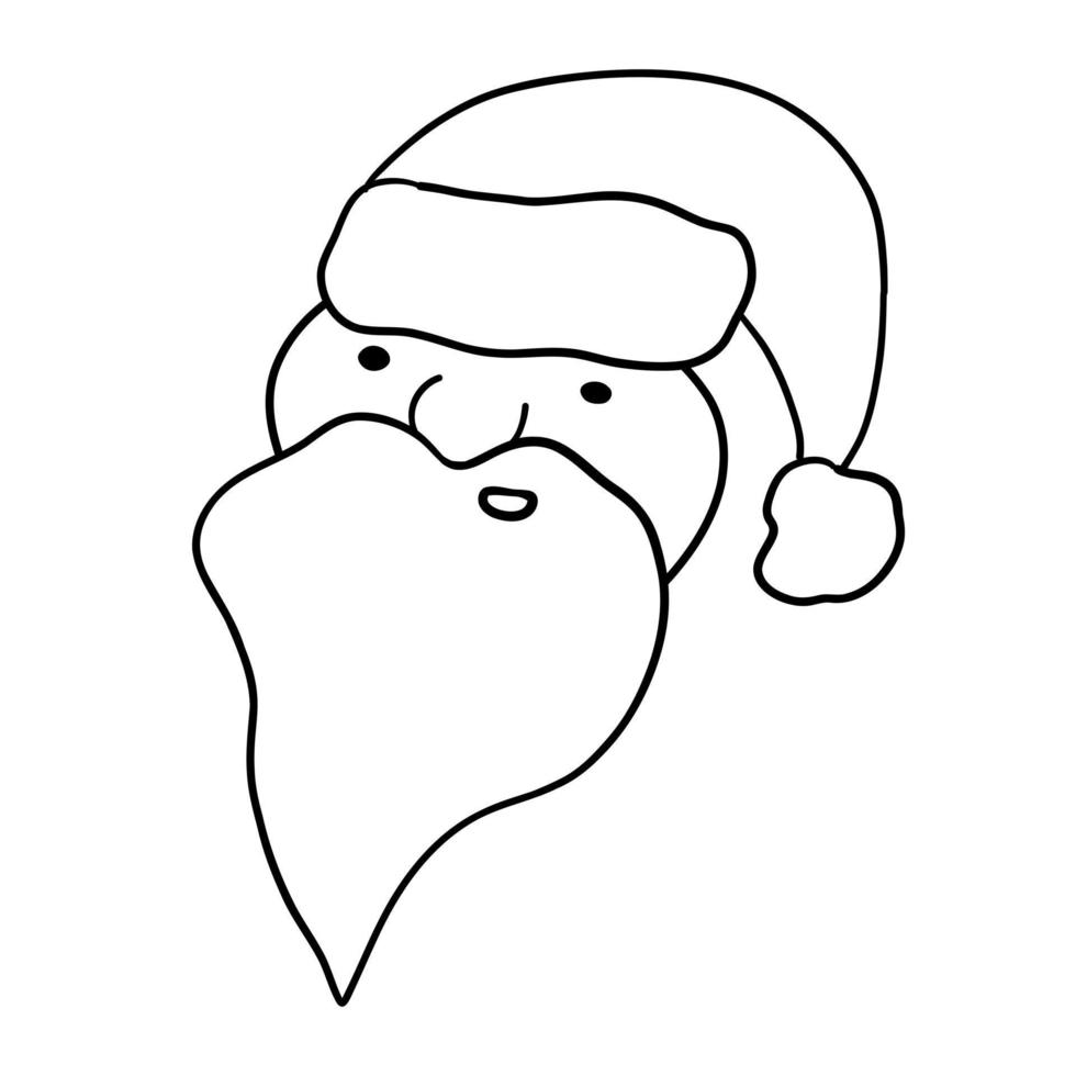 söt glad santa claus. vektor illustration i översikt klotter platt stil isolerat på vit bakgrund.