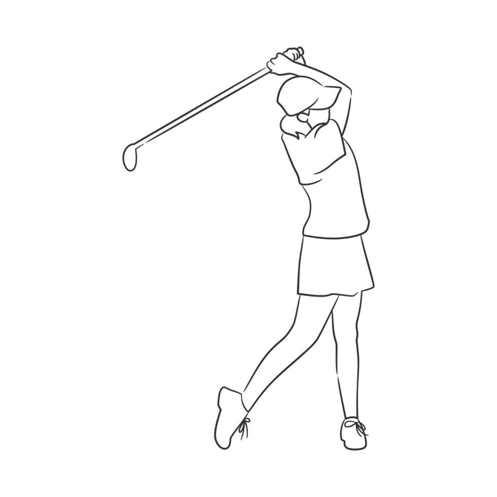 Linie Kunst Zeichnung von Golfspieler Illustration vektor