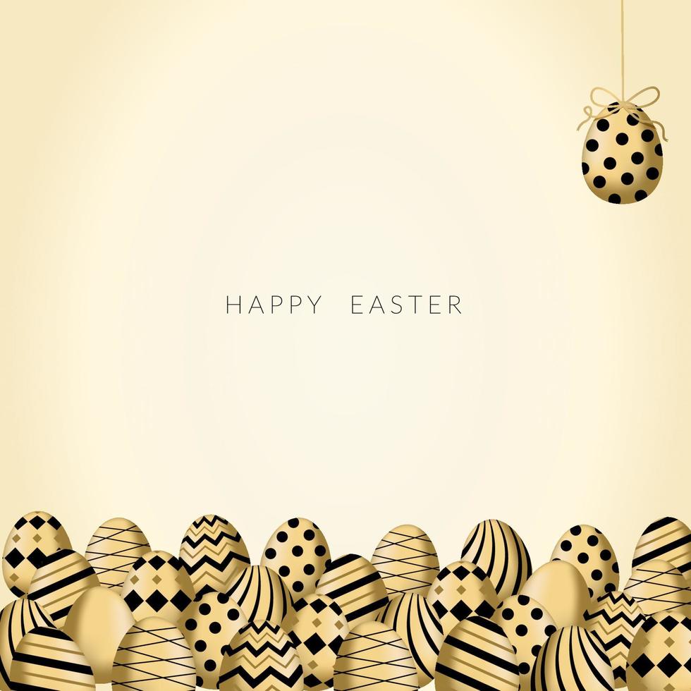 påsk dekorativ social media baner och affisch mall i svart och guld prydnad. lyx påsk ägg och kanin. vektor illustration