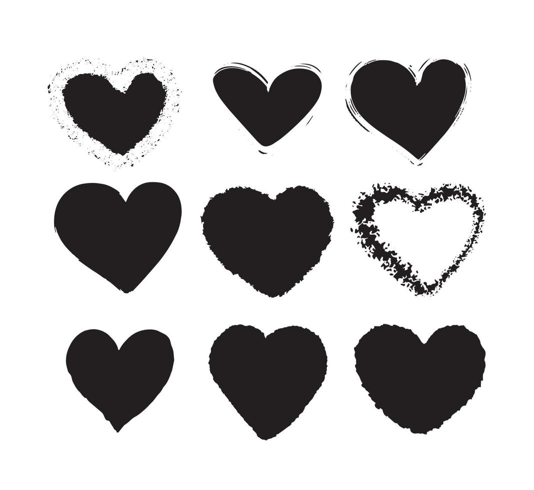 vektor uppsättning svart Färg hjärta silhuett lämplig för social nät