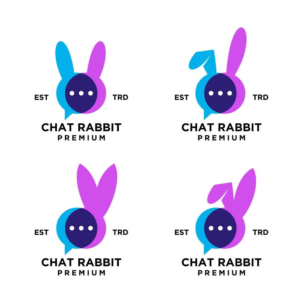 chatt kanin logotyp ikon design illustration vektor