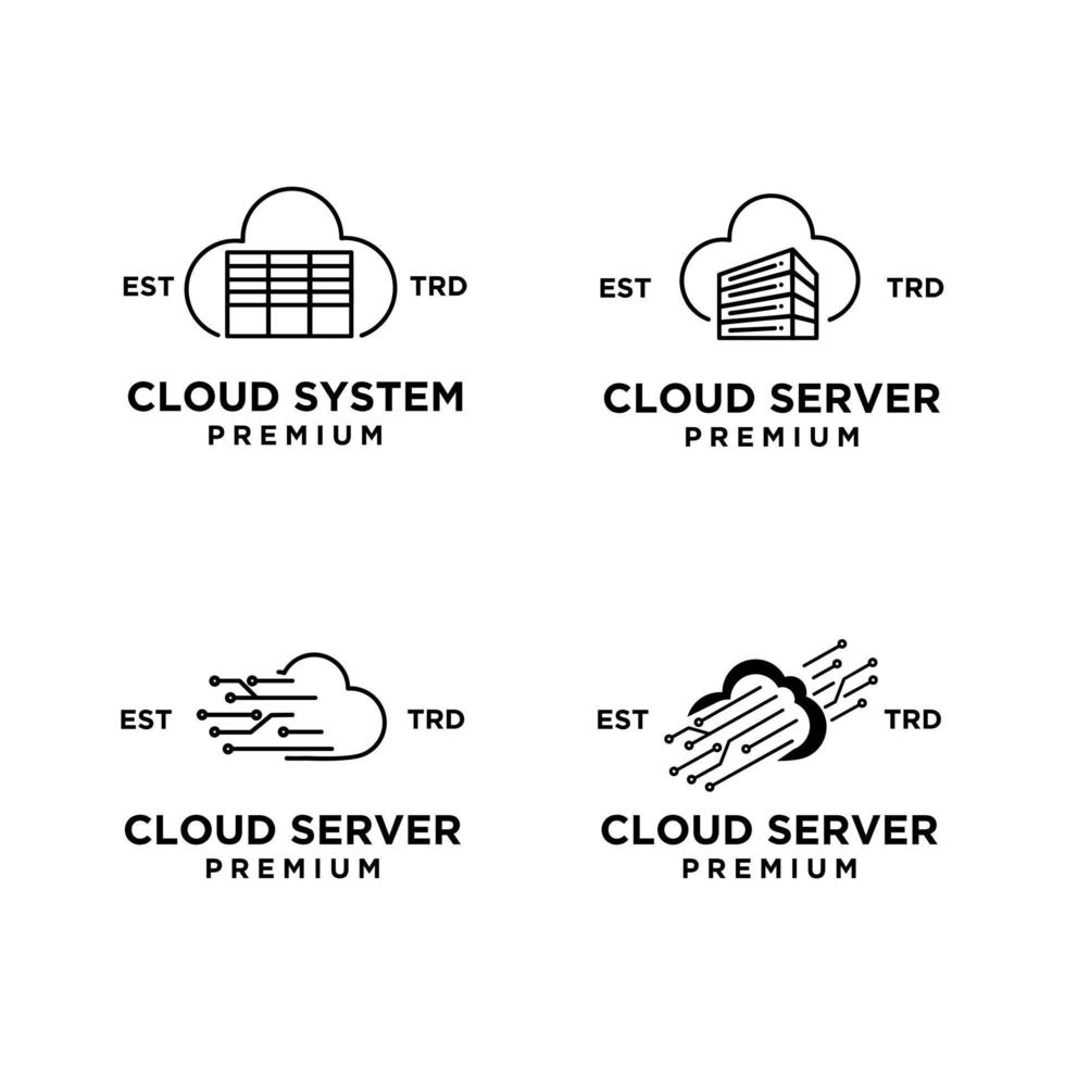 Wolke Server Logo Symbol Design Illustration einstellen Sammlung vektor