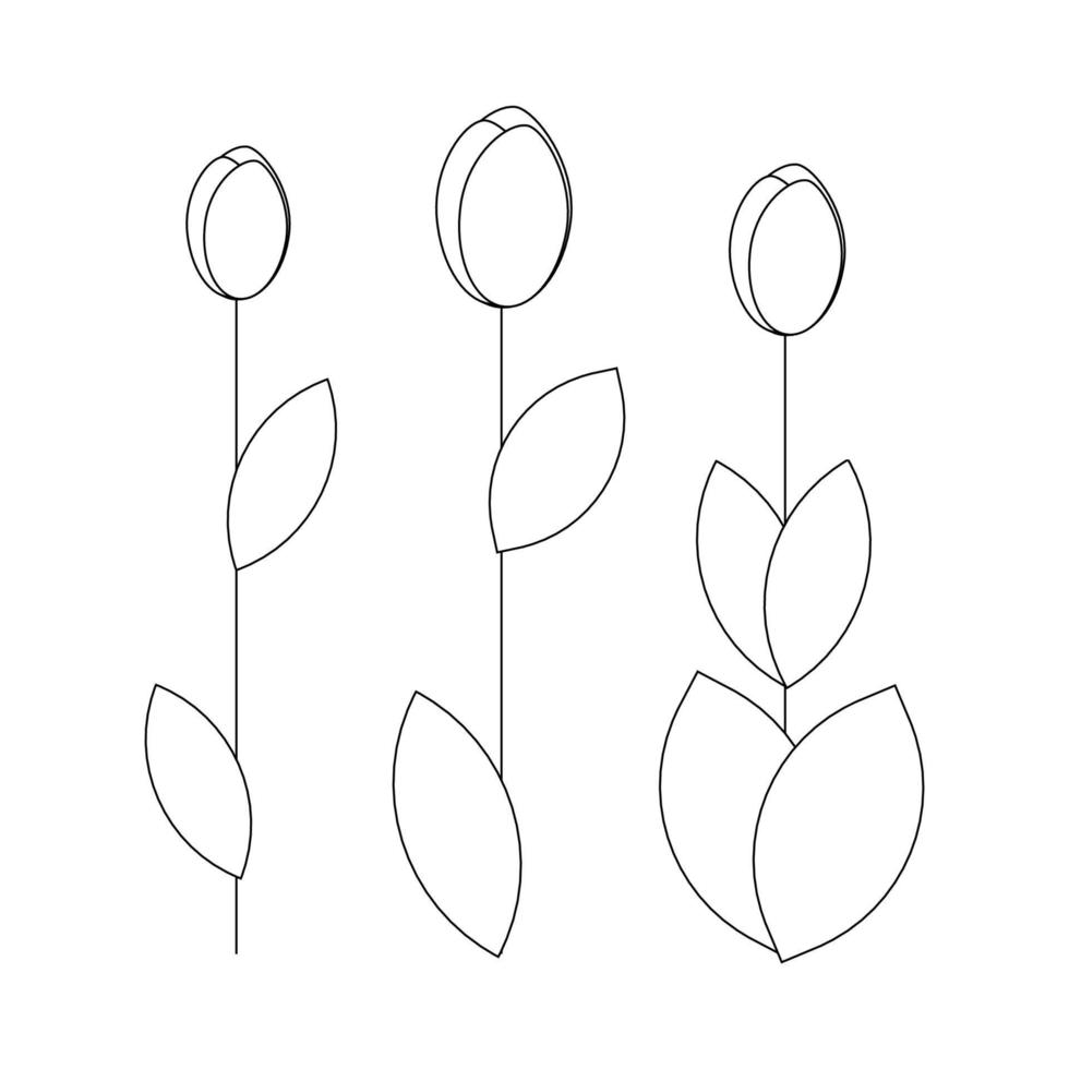 Blumen, Tulpen, schwarz Linie Zeichnung, Gekritzel isoliert auf Weiß Hintergrund. vektor