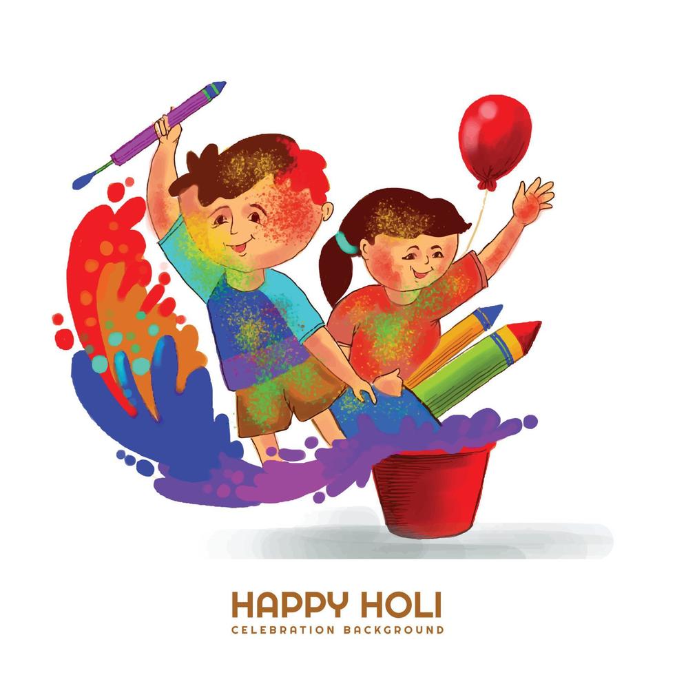 indisk holi traditionell festival av färger kort bakgrund vektor