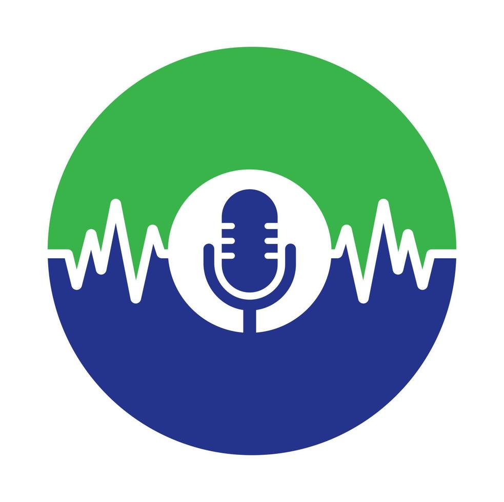 medicinsk podcast logotyp med hjärta puls. podcast hjärtslag linje logotyp design vektor mall.