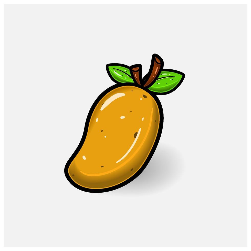 Mango Obst Karikatur mit einfach Gradient und Einzelheiten. vektor