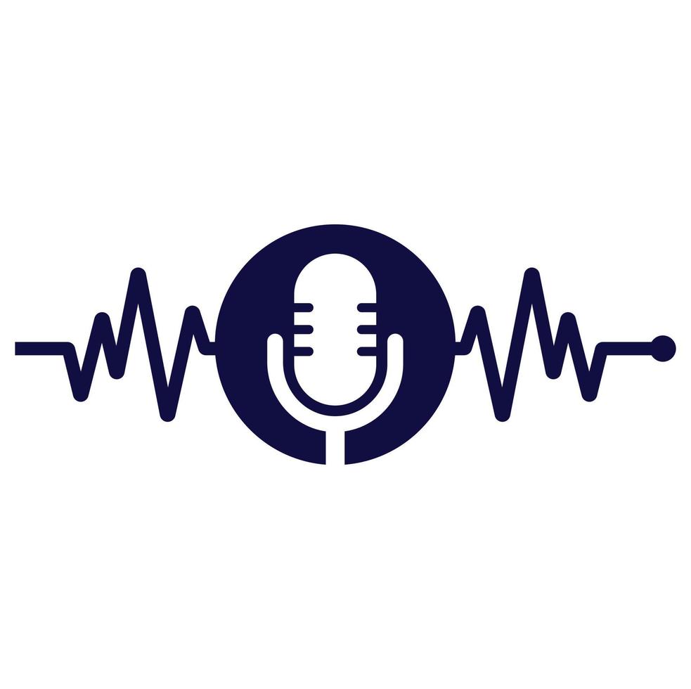 medicinsk podcast logotyp med hjärta puls. podcast hjärtslag linje logotyp design vektor mall.