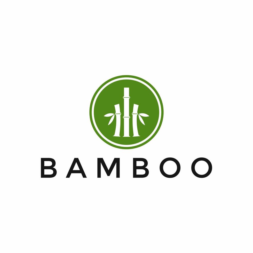 Grün Bambus Kreis Logo Design Vorlage vektor