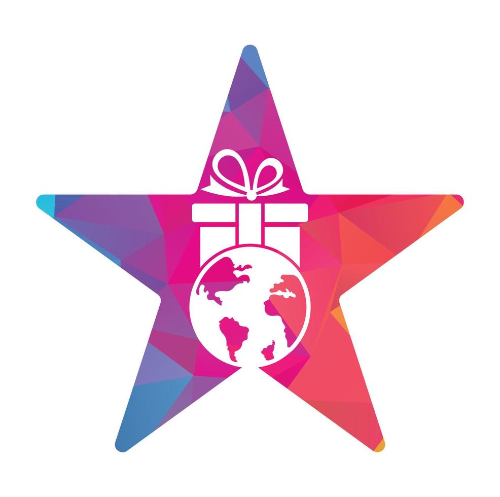 global Geschenk Logo Design Vorlage Vektor. Geschenk Welt Star gestalten Logo Symbol Vorlage. vektor