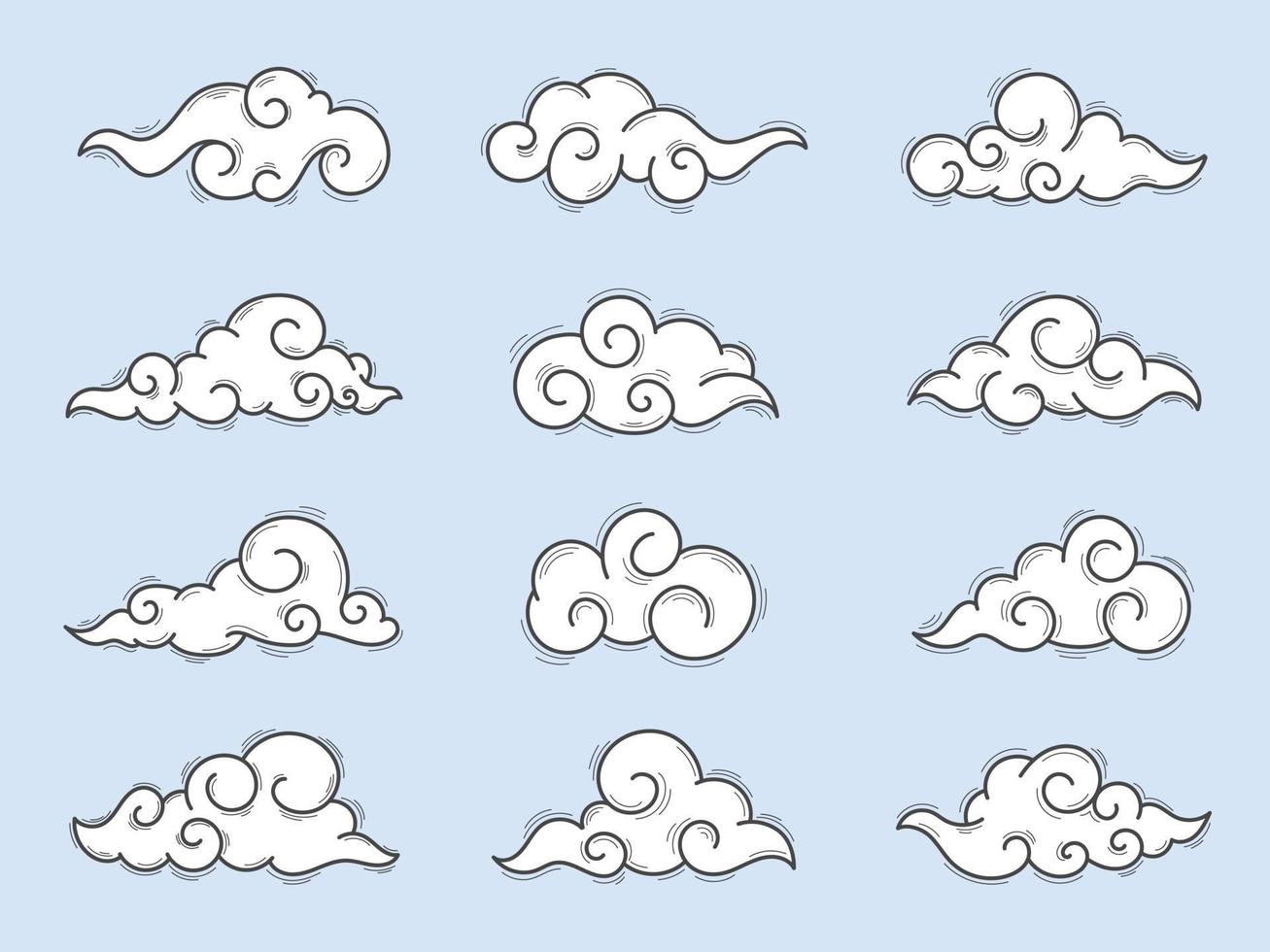 Chinesisch Stil Wolken Freiform und viele gestalten Wolken sind perfekt zum Ihre Dekoration. vektor