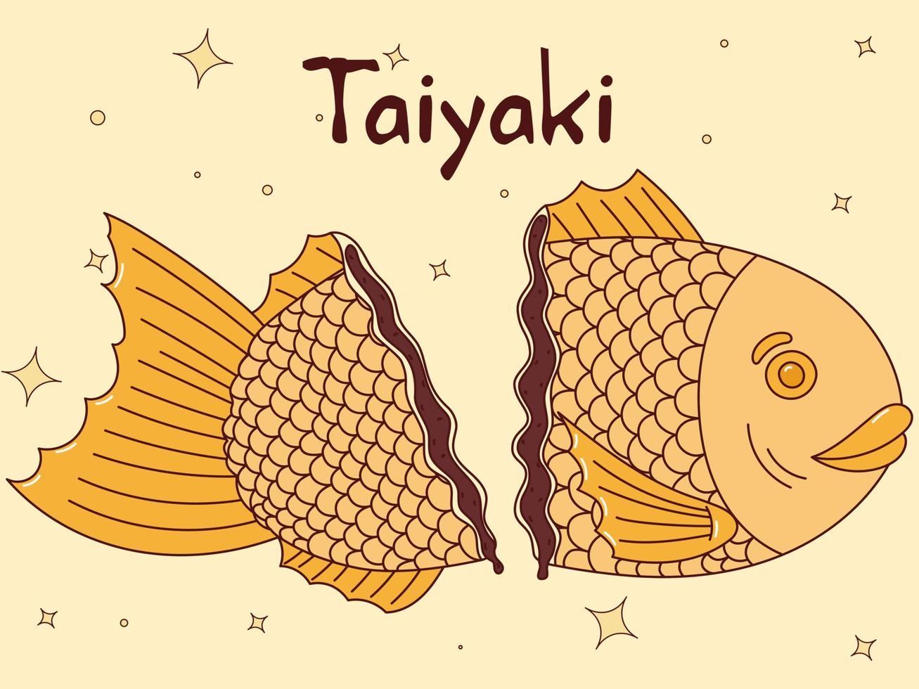 traditionell japansk mat. asiatisk taiyaki. fiskformad småkakor . vektor illistration