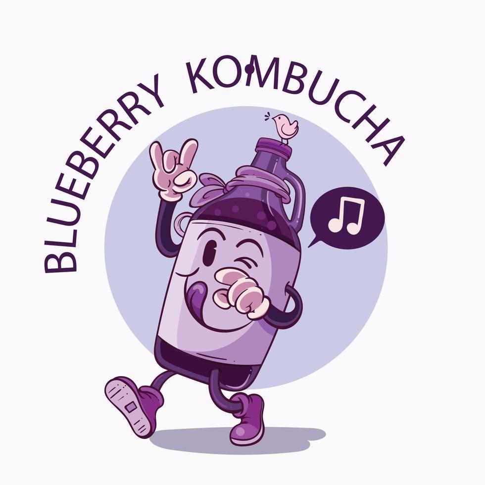 Hand gezeichnet Kombucha Logo Vorlage vektor