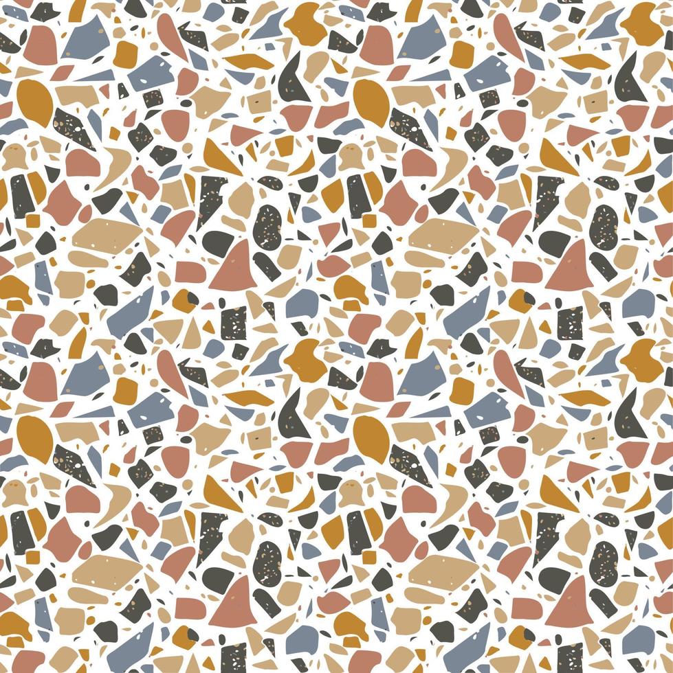 bunt Terrazzo Bodenbelag nahtlos Muster Hintergrund, modern minimalistisch Fußboden Fliese zum Innere Dekoration. vektor