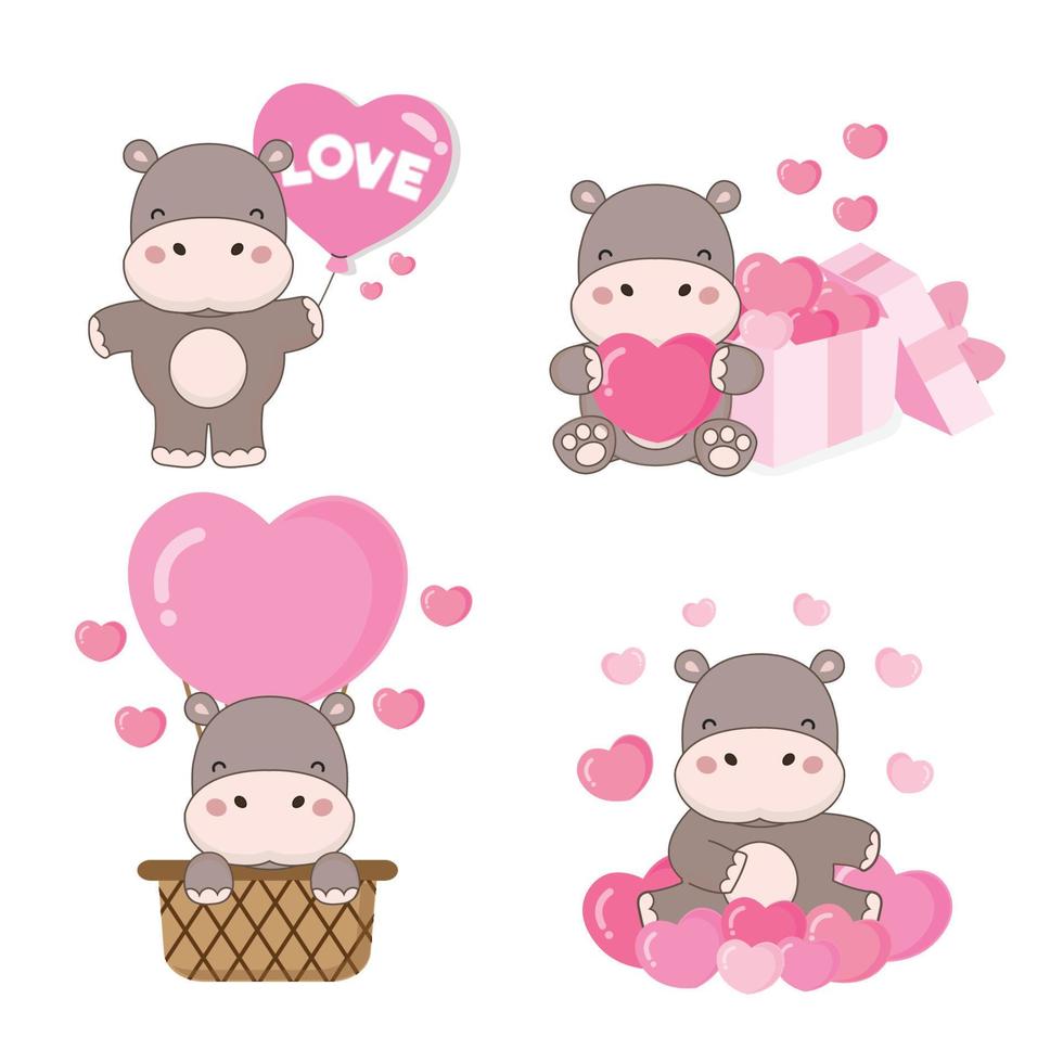 Valentinstag Tag Sammlung mit süß Tier und Liebe Elemente. vektor