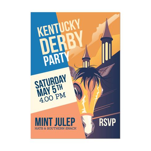 Einladungs-Schablone für Pferderennen-Partei oder Kentucky Derby-Ereignis vektor