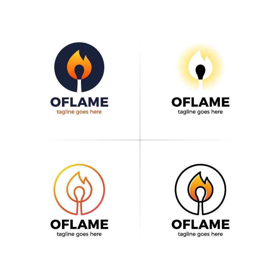 flamma match bokstaven o logotyp set vektor