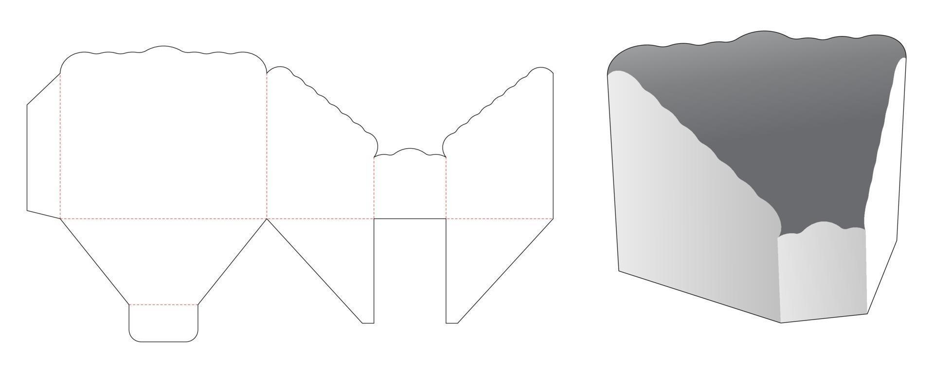 Stanzschablone für Prismenschalen mit gebogener Kante vektor