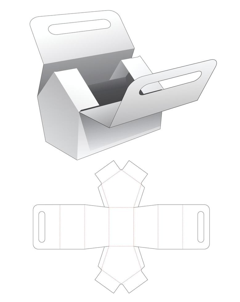 hausförmige Box mit Griff gestanzte Schablone vektor