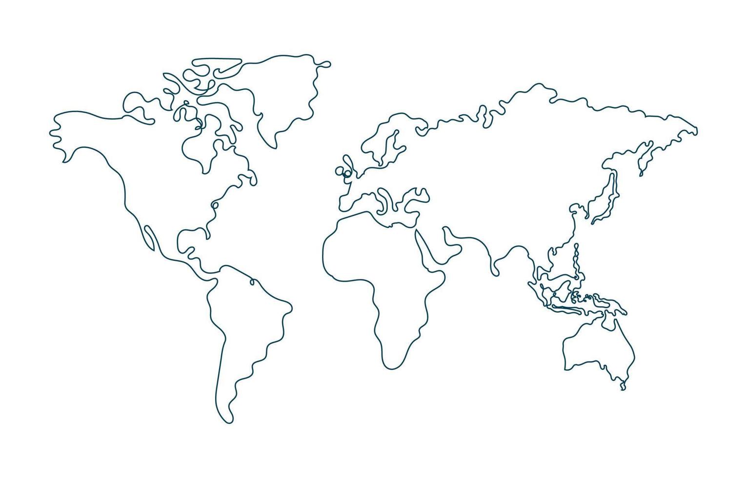 ett linje konst värld Karta bakgrund vektor